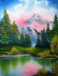 Kit broderie diamant Montagne au lac rose