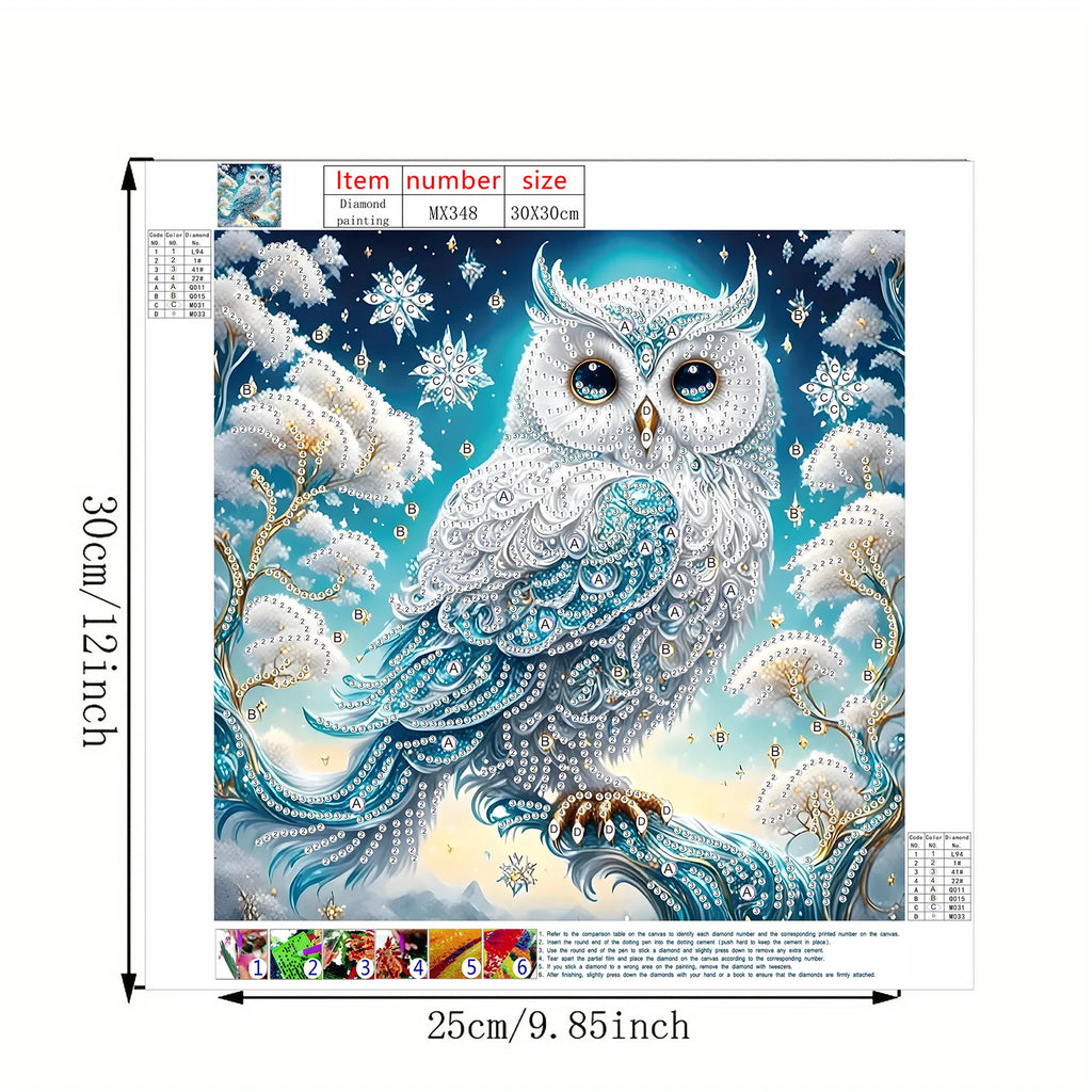 Kit broderie diamant Hibou hivernal
