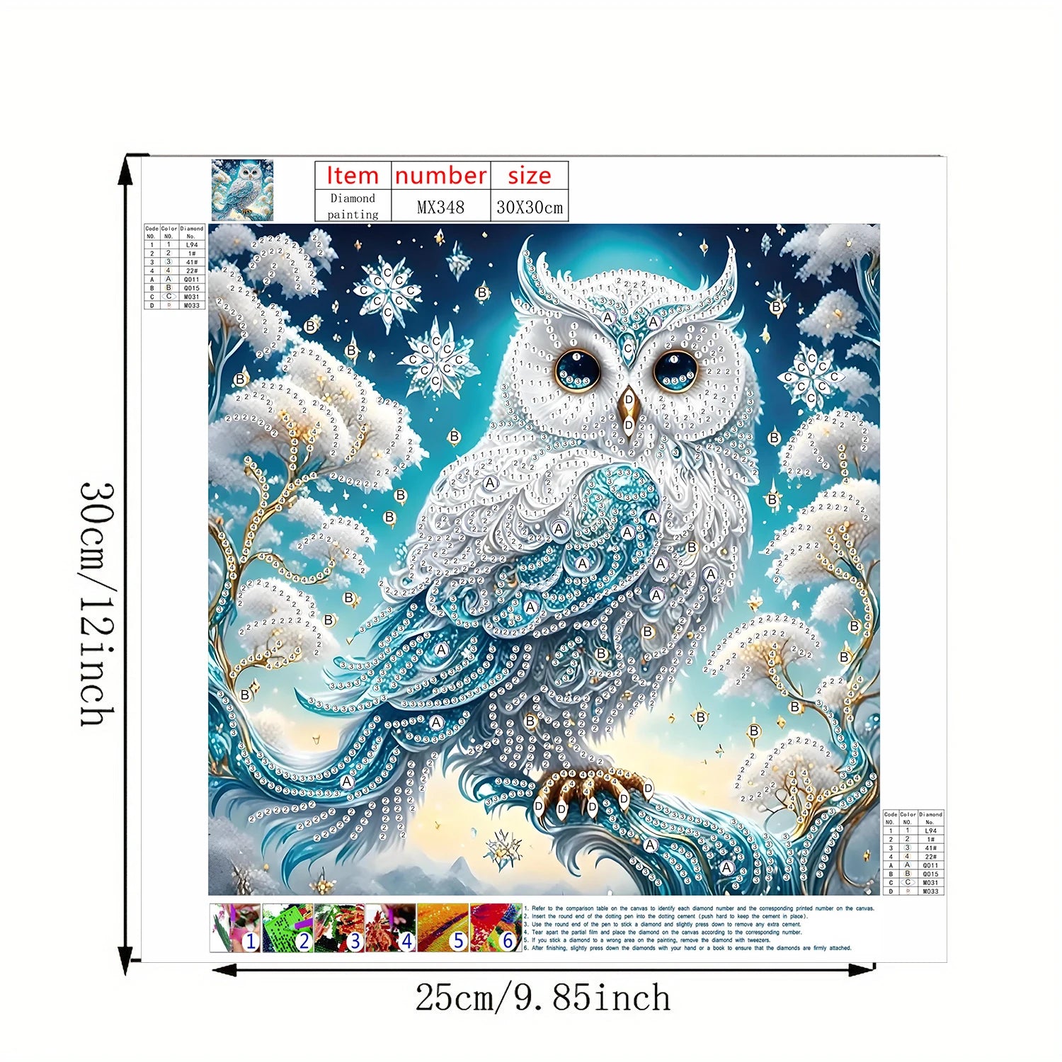 Kit broderie diamant Hibou hivernal