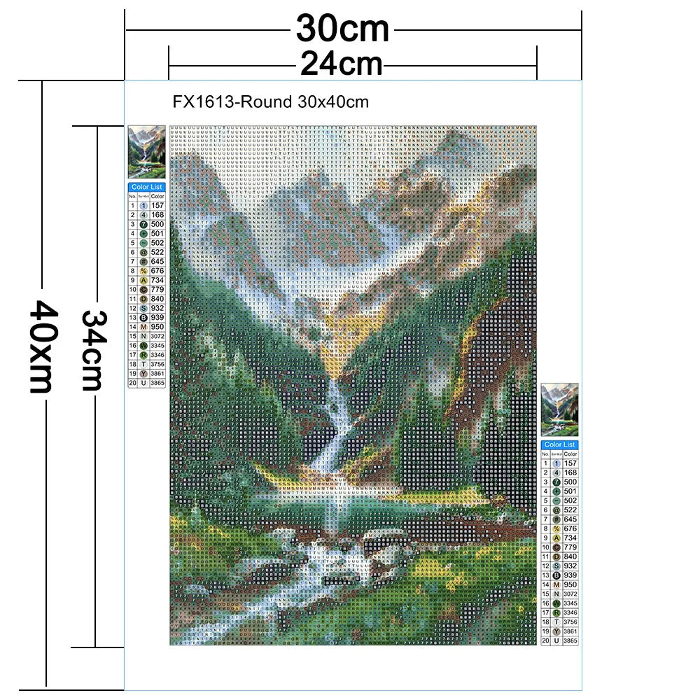 Kit broderie diamant Cascade et montagnes