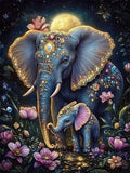 Kit broderie diamant Éléphants fleuris