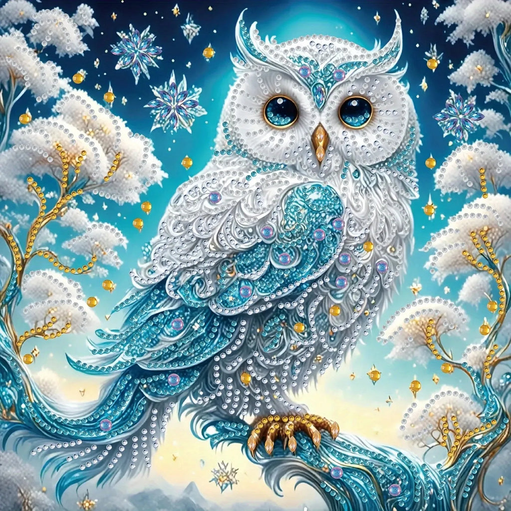 Kit broderie diamant Hibou hivernal