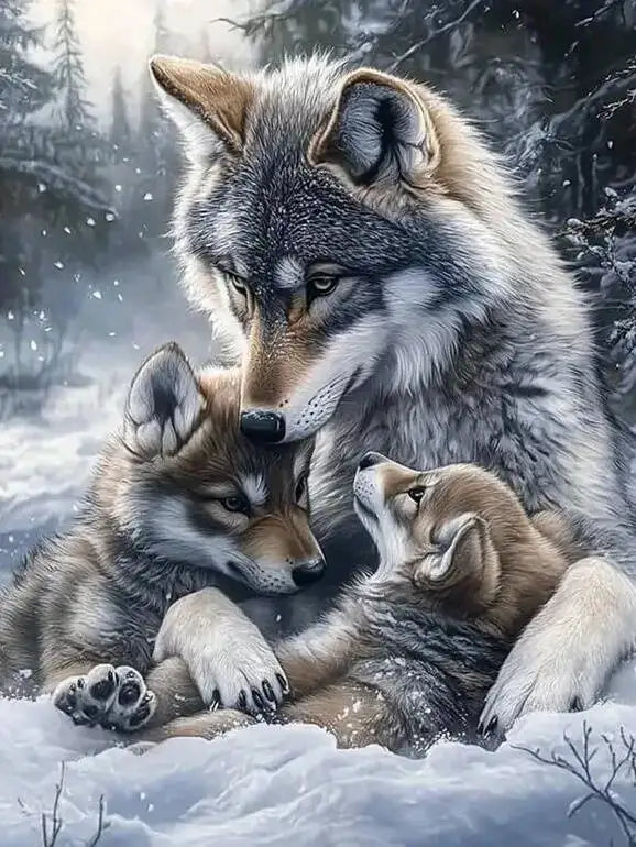 Kit broderie diamant Loups en hiver